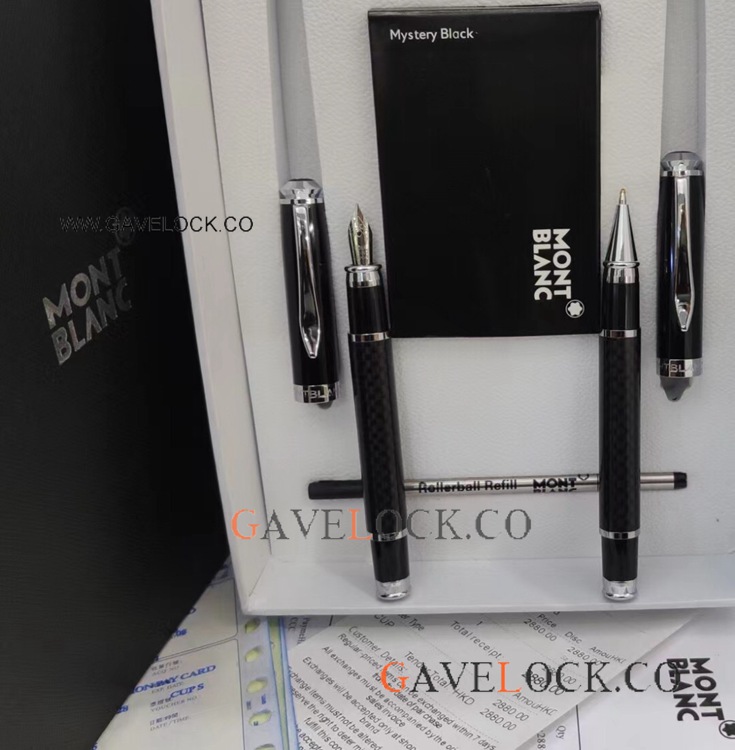 Set with Montblanc Black Rollerball & Fountain & Inks & Refill